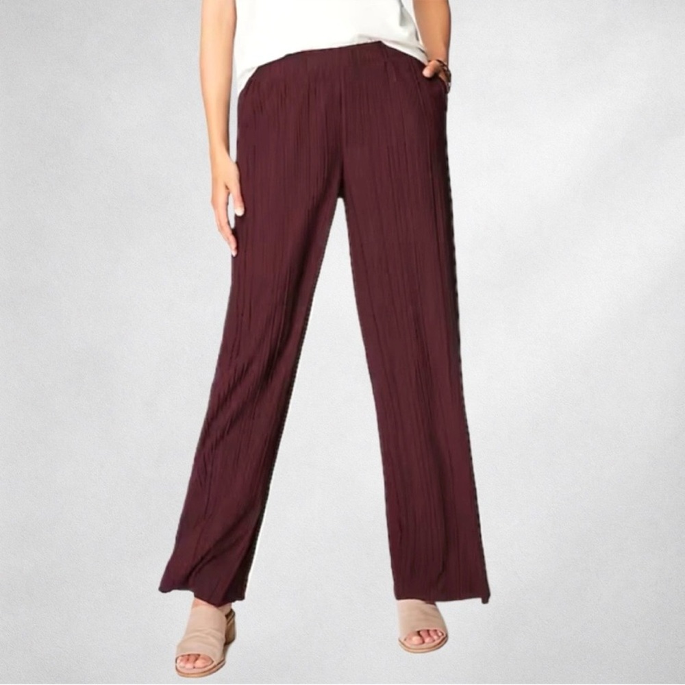 J. Jill PureJill Elements Pleated Wide Leg Pants Women’s Size L Pull On Eggplant